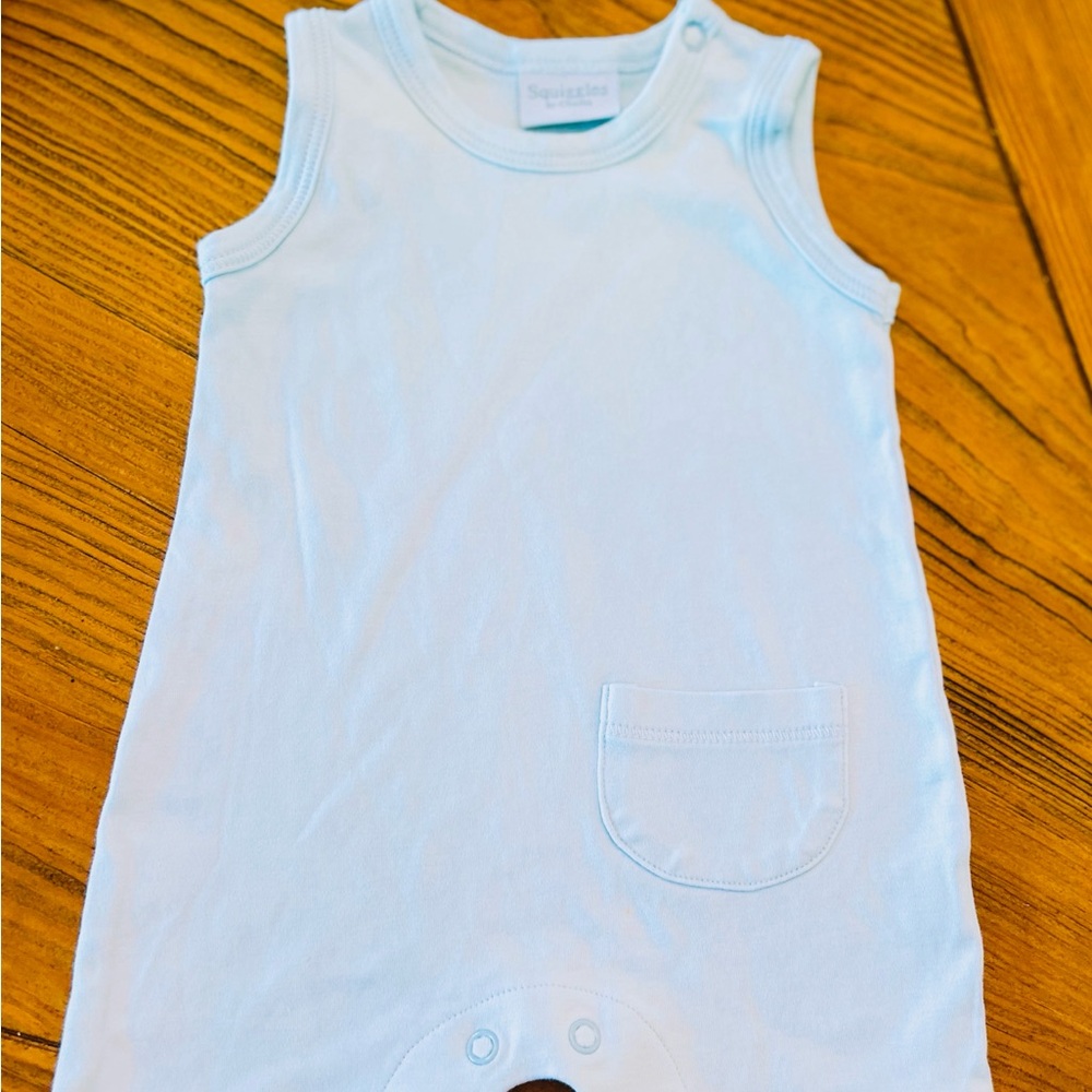 Blue Sleeveless squiggles 0-3M